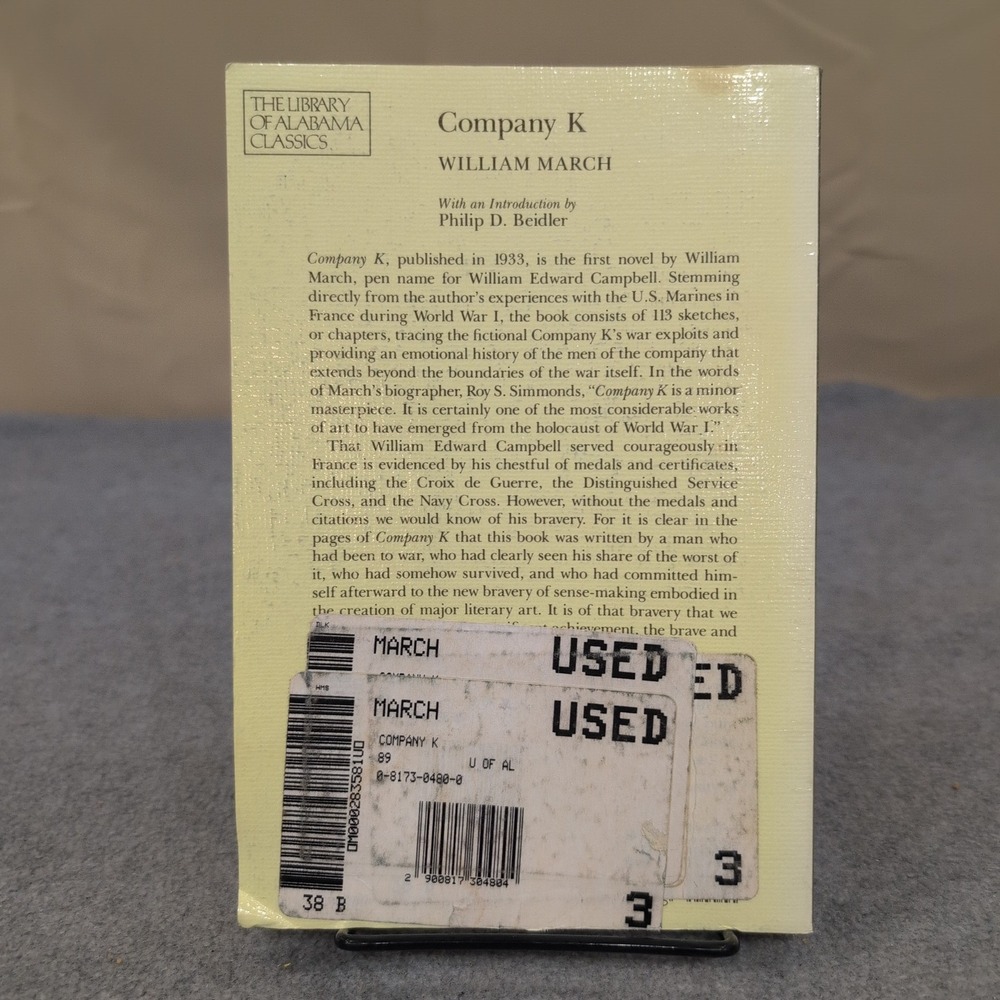 Company K by William March WWI‎ Novel Library of Alabama Classics Paperback 1989 - Picture 2 of 3